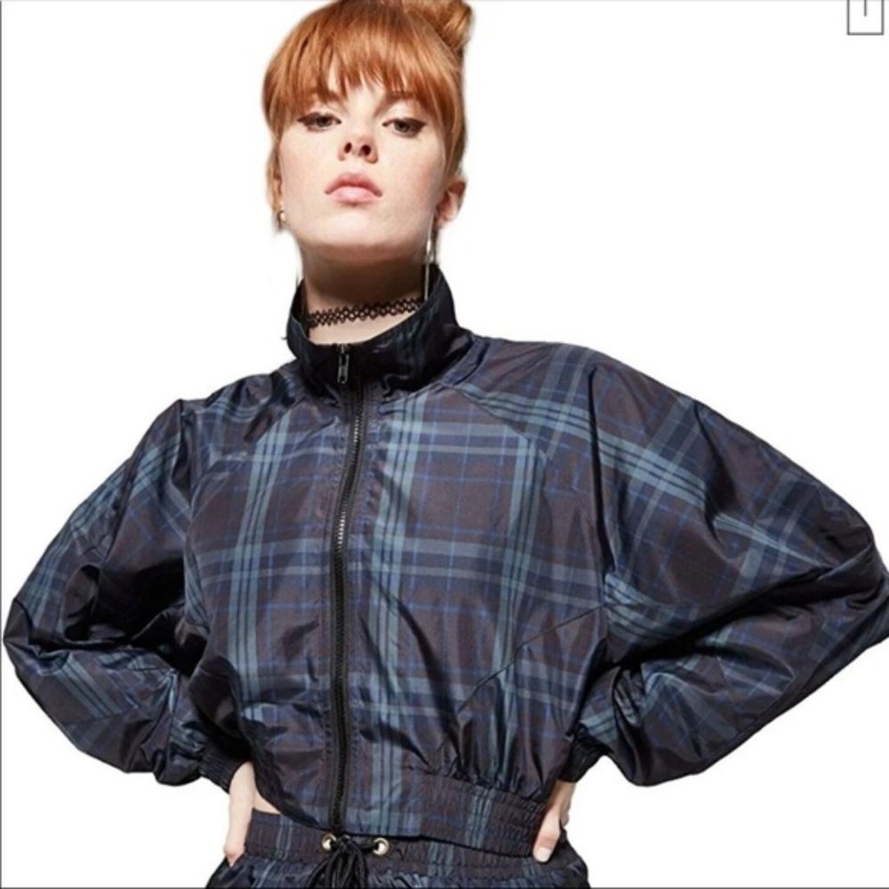 Wild Fable Plaid Cropped Windbreaker Jacket XL